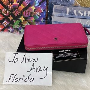 ‼️CHANEL CAVIAR HOT PINK TRAVEL ORGANIZER WALLET‼️